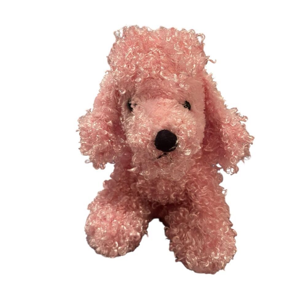 Ganz Webkinz Pink Curly Shaggy Poodle Dog Plush Stuffed Animal Toy 9"